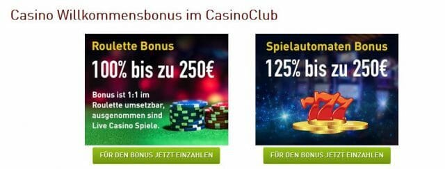 Casino Club Bonusoptionen